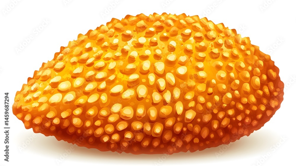 Fototapeta premium Close-up view of a textured, golden fruit or seed.