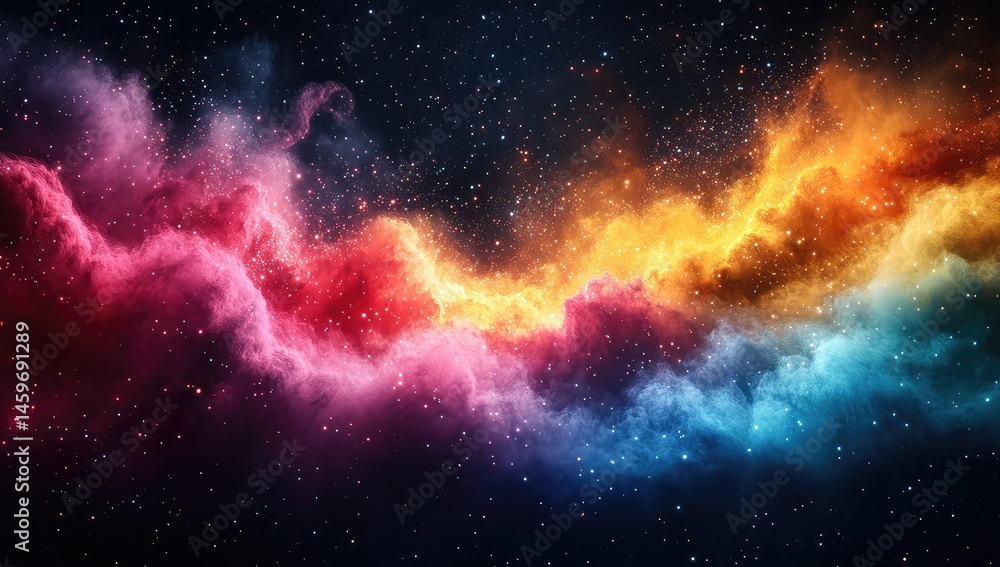 Naklejka premium Cosmic Nebula with Colorful Space Clouds.