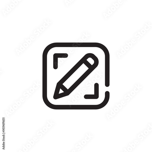 Edit Function Pencil Icon Vector Representing Content Modification, Writing, and Digital Editing for Digital Artwork Editable Illustration Isolated on a White Background