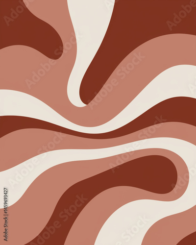 A colorful abstract painting with a brown and white swirl pattern