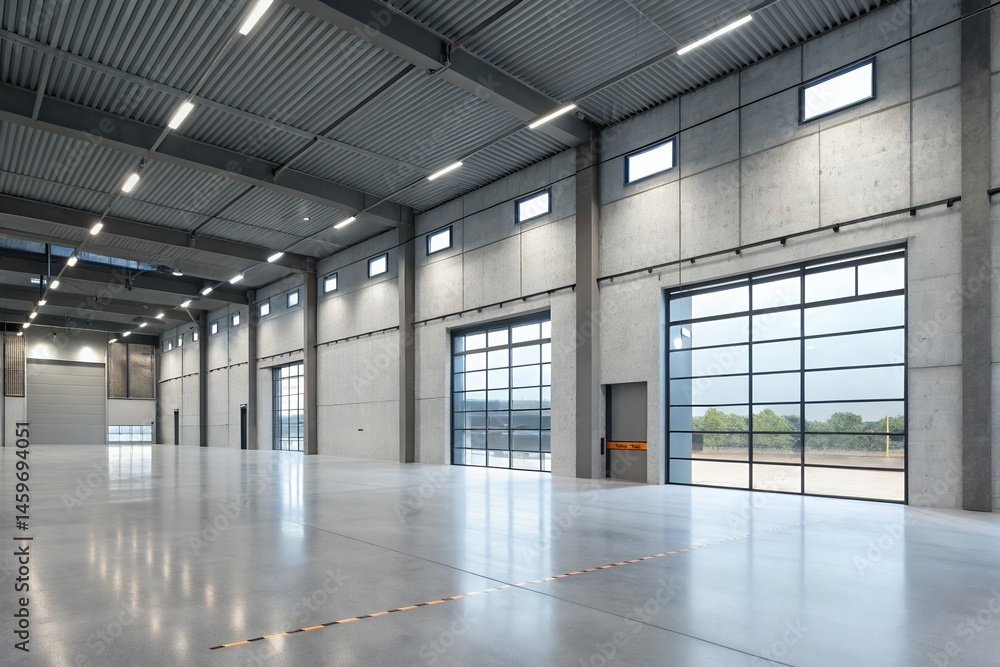 Modern Warehouse Interior Design Empty Space, Clean Aesthetics Modern Warehouse Interior Design Empty Space, Clean Aesthetics