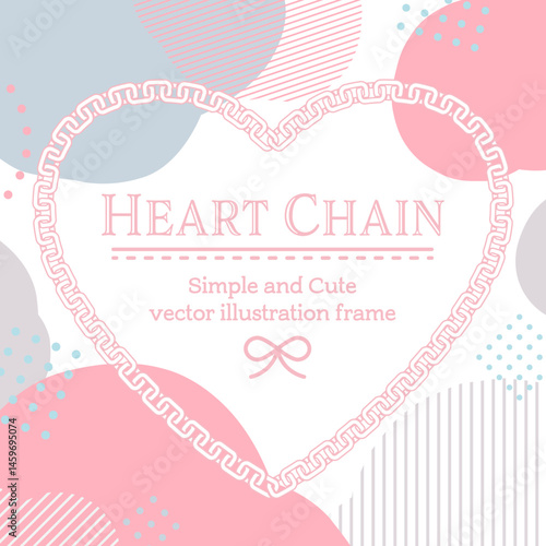Pink heart-shaped chain frame - simple and cute vector illustration with text space.