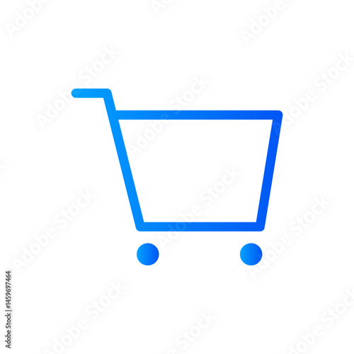 Flat blue shopping cart icon, gradient color shop goods trolley product element, elegant digital e-commerce sell item, online business e store monochrome illustration for website buy page logo design
