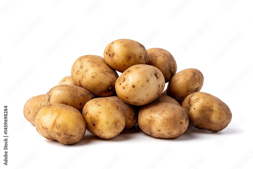 A pile of potatoes isolated on a white background A pile of potatoes isolated on a white background