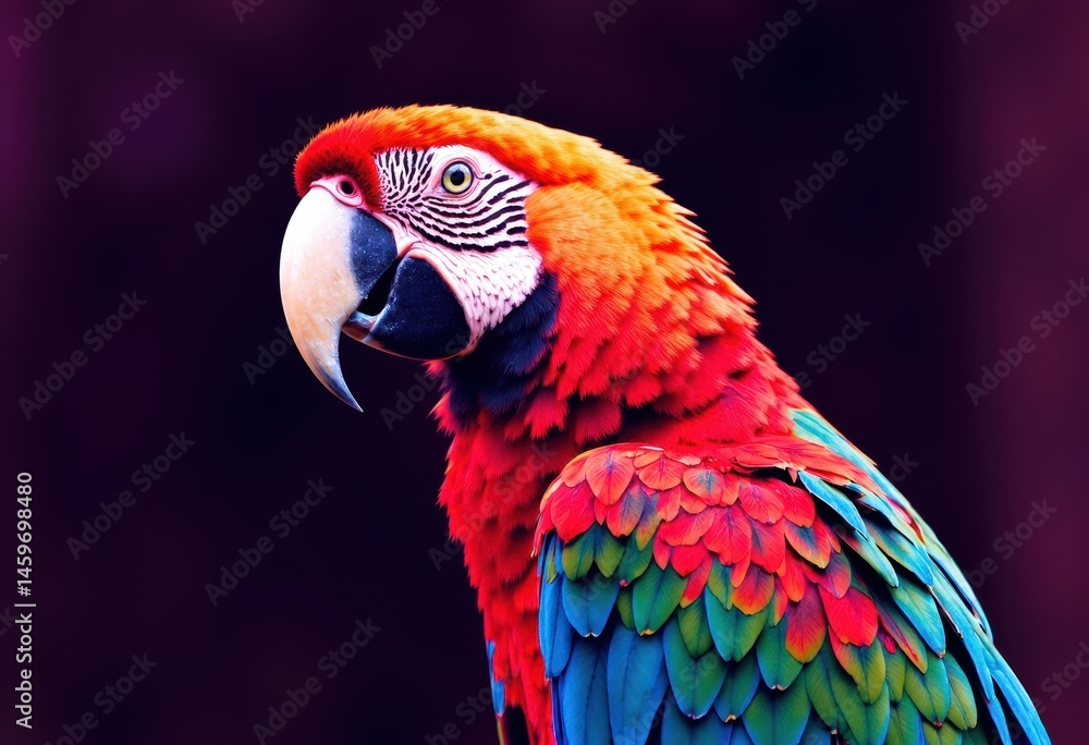 Fototapeta premium Vibrant parrot with colorful feathers showcasing its beauty and charm