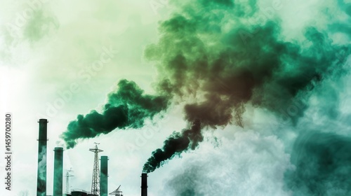 Dark Smoke Emission From Industrial Factory Under Cloudy Sky