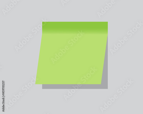 Bright Green Sticky Note with Shadow, Minimal Green Memo Note on Light Background