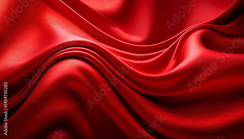 red background abstract cloth or liquid wave illustration of wav
