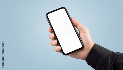 cell phone in hand mockup transparent screen for custom app display