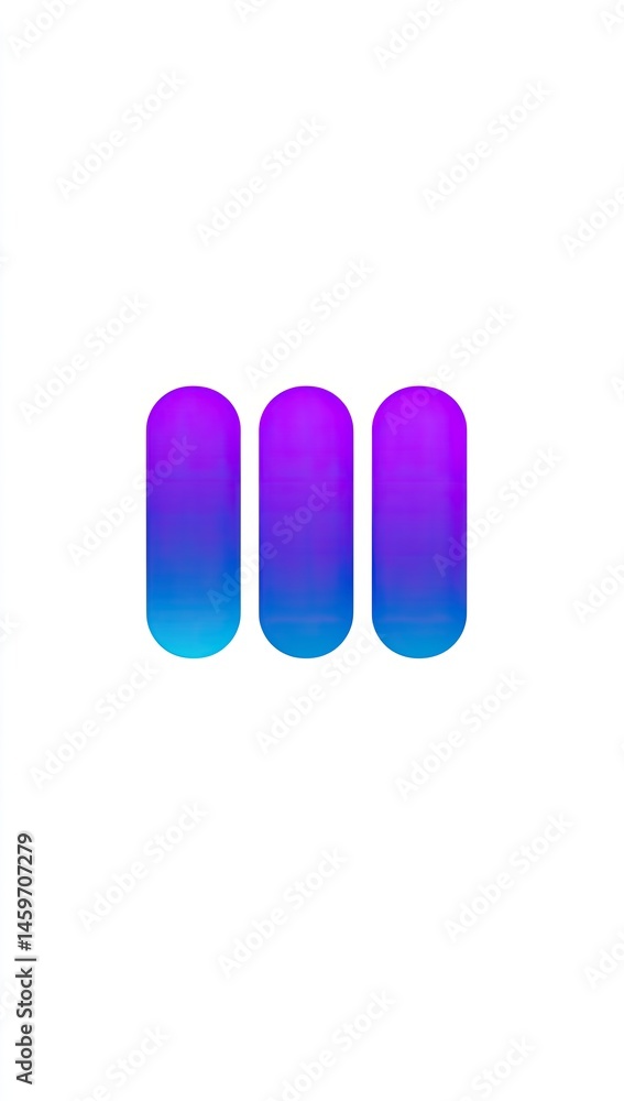 Three vertically aligned, oval-shaped elements with a vibrant, gradient color scheme from blue to purple. Simple and modern design Three vertically aligned, oval-shaped elements with a vibrant, gradient color scheme from blue to purple. Simple and modern design