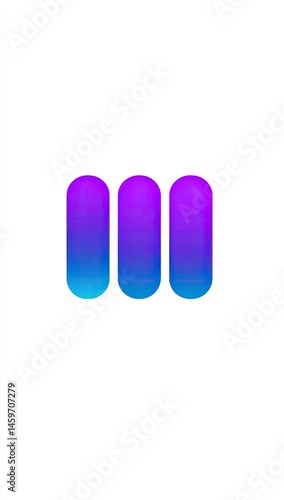 Three vertically aligned, oval-shaped elements with a vibrant, gradient color scheme from blue to purple.  Simple and modern design