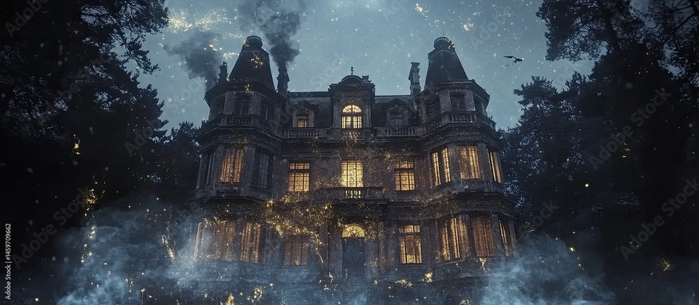 Haunted Mansion at Night