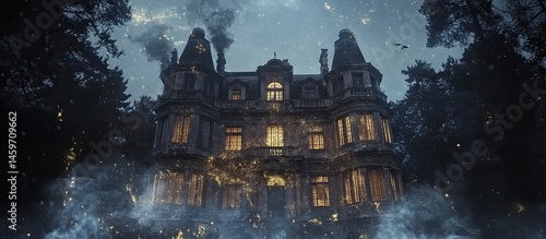 Obraz na płótnie Haunted Mansion at Night w salonie