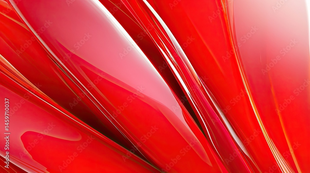Abstract red flowing lines. A dynamic composition of glossy, vibrant red lines and curves, creating a sense of movement and energy. Intricate interplay of light and color