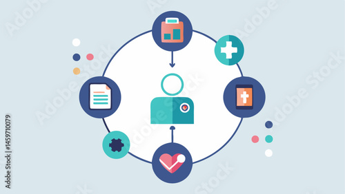 Feedback Loop An illustration featuring a circular flowchart representing an AI system that reiteratively refines health plans based on patient feedback and ongoing health data