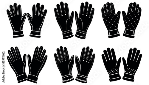 set of hand gloves, Different gloves flat illustration set, Vector design of glove and winter icon. Set of glove and equipment stock symbol 
