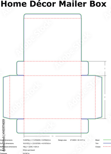 Home Dcor Mailer Box Packaging Design Template Diagram