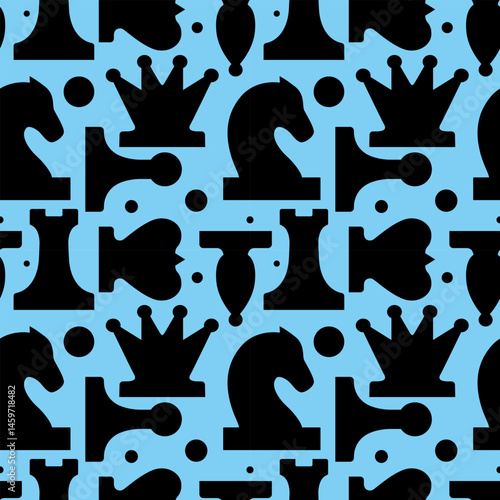 Obraz na płótnie seamless pattern with stylized pieces king, queen, officer, bishop, knight, pawn, rook, vector drawing w salonie