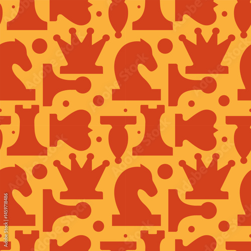 Obraz na płótnie seamless pattern with stylized pieces king, queen, officer, bishop, knight, pawn, rook, vector drawing w salonie