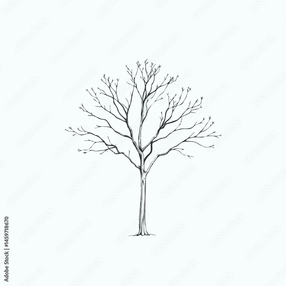Obraz premium vector tree silhouette line art on white