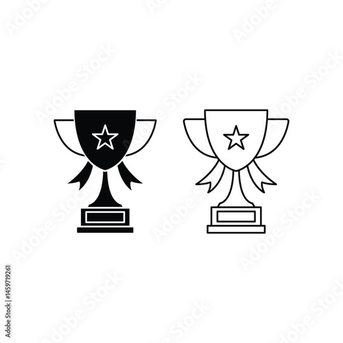 trophy icon vector design concept silhouette and line