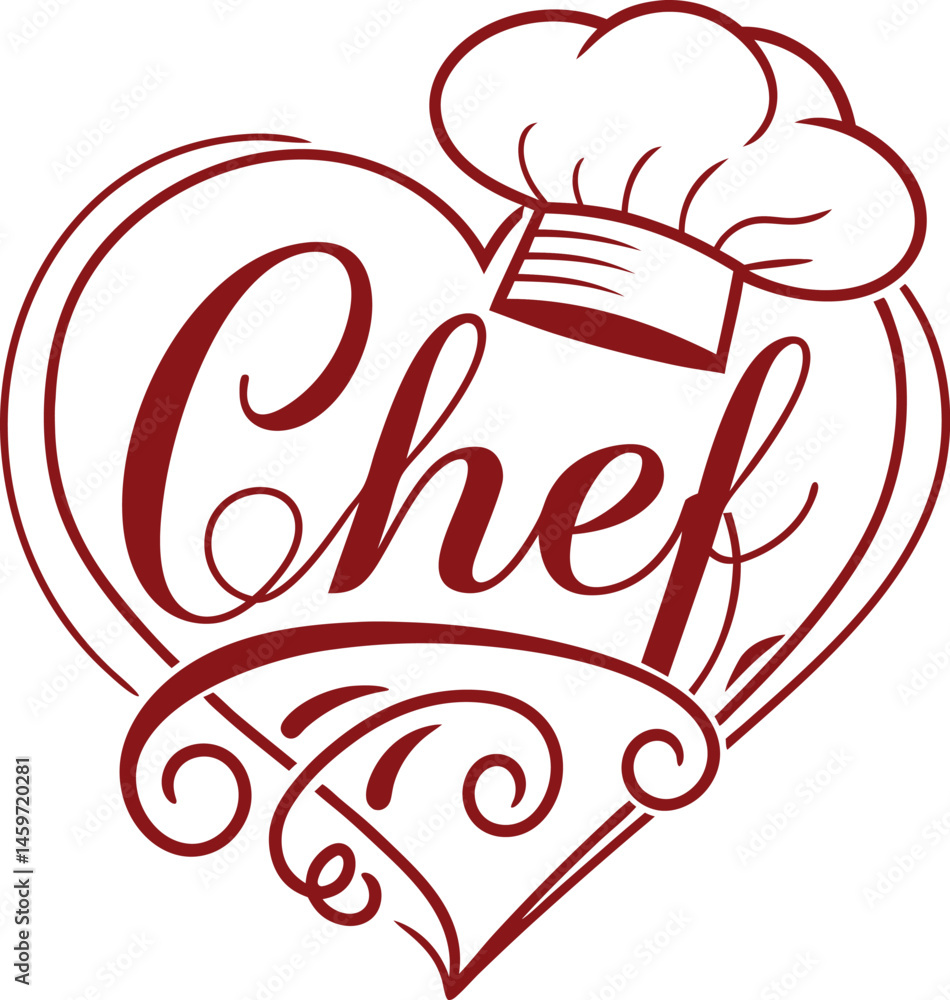 Fototapeta premium Heart Shaped Chef Logo Design with Toque