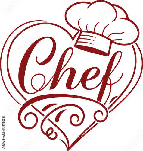 Heart Shaped Chef Logo Design with Toque