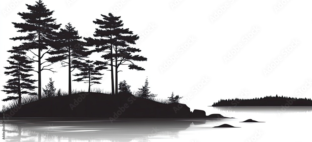 Fototapeta premium Silhouette of a tranquil island landscape