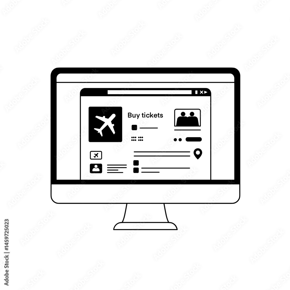 Online Booking System for Airplane Tickets on Computer Screen Online Booking System for Airplane Tickets on Computer Screen