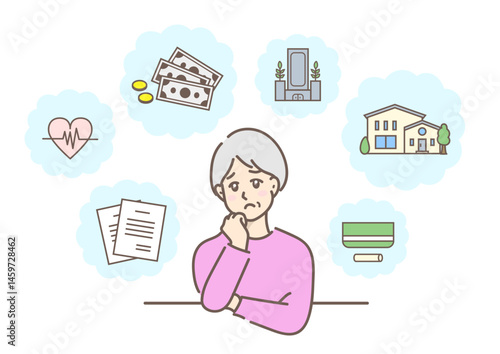 相続や資産運用、手続きなど老後を思い悩む初老の女性