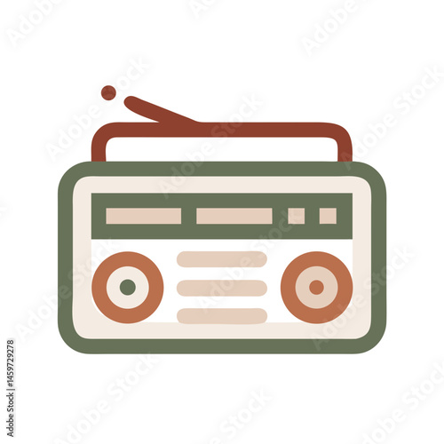 Retro radio icon in minimalist style with earthy colors  
