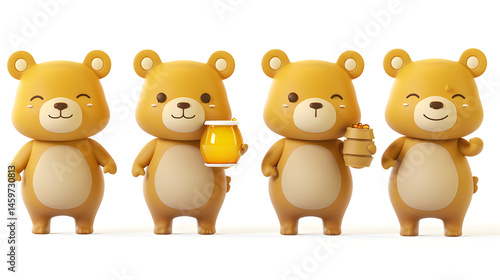 Wallpaper Mural Cartoon bears holding honey pots Torontodigital.ca