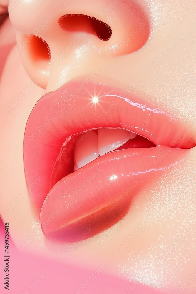 Fototapeta premium A close up of a woman's lips with glitter on them