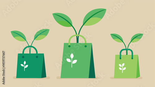 Plant Growth An illustration of plants growing from shopping bags showing that ecofriendly shopping can lead to greener outcomes.