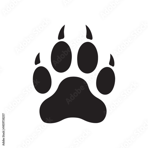 Bobcat pawprint silhouette vector flat illustration design.