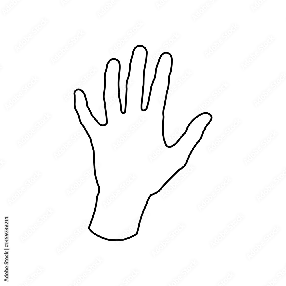 Obraz premium Open hand outline vector flat illustration design.