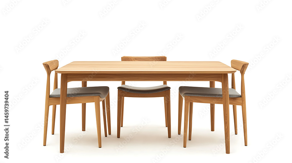 Fototapeta premium A wooden table with four chairs around it