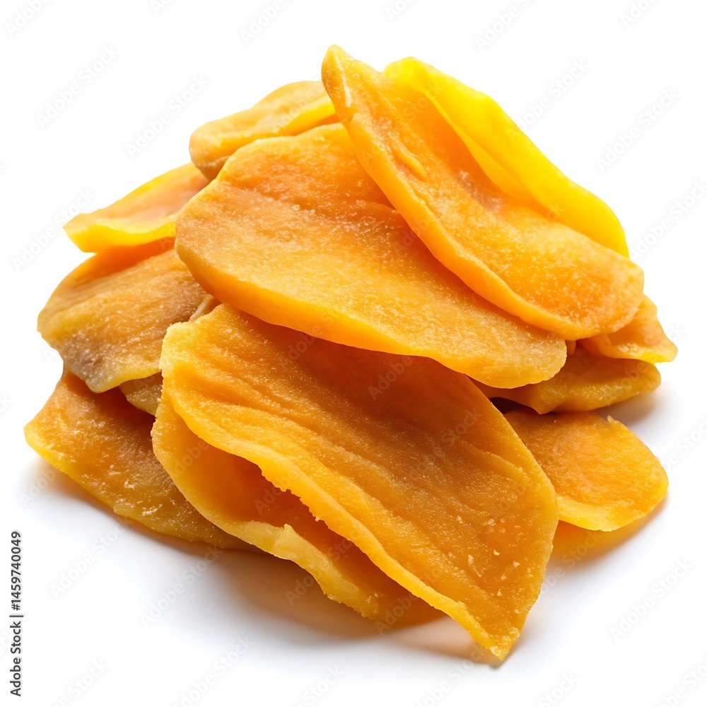 Dried mango cut into large slices isolated on white background Dried mango cut into large slices isolated on white background