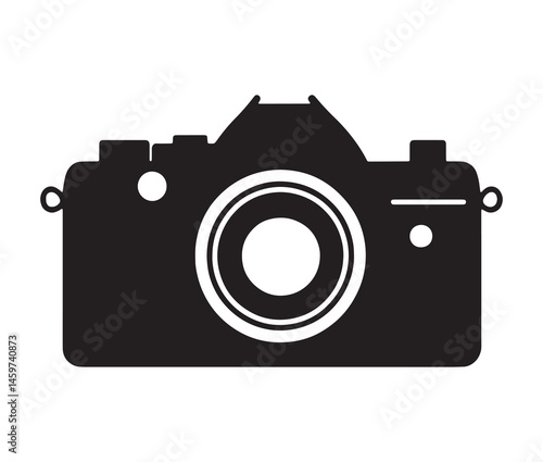 Stylish camera silhouettes collection. Black and white camera vectors.