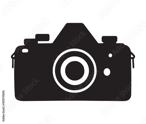 Stylish camera silhouettes collection. Black and white camera vectors.