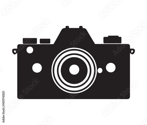 Stylish camera silhouettes collection. Black and white camera vectors.
