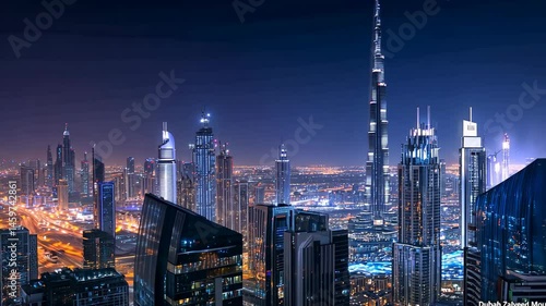 Dubai's Stunning Skyline at Night, A Symphony of Lights and Architecture
