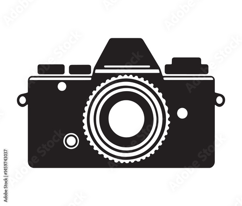 Stylish camera silhouettes collection. Black and white camera vectors.