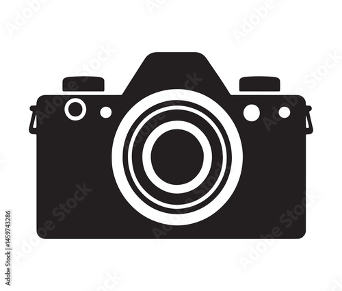 Stylish camera silhouettes collection. Black and white camera vectors.