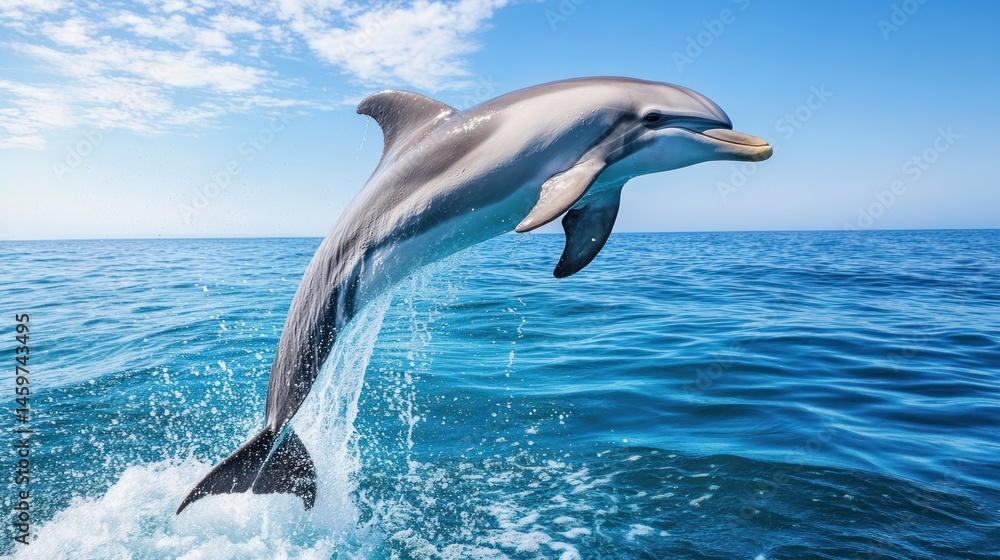 Fototapeta premium Majestic Dolphin Leap: A Breathtaking Ocean Encounter