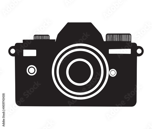 Stylish camera silhouettes collection. Black and white camera vectors.
