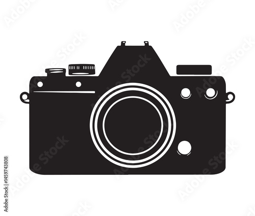 Stylish camera silhouettes collection. Black and white camera vectors.