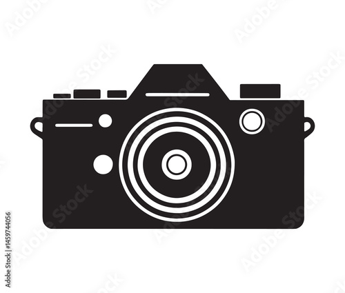 Stylish camera silhouettes collection. Black and white camera vectors.