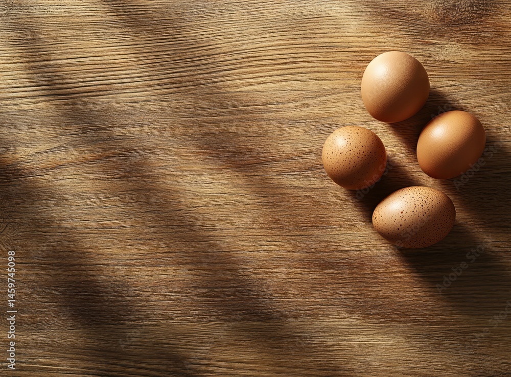 Four Eggs on a Wooden Surface Four Eggs on a Wooden Surface