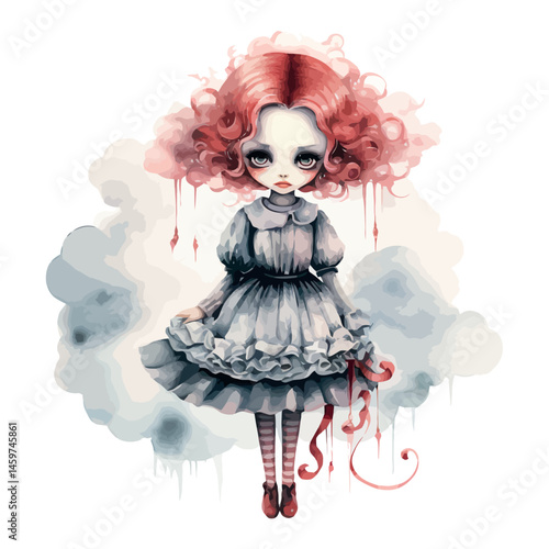 A beautiful angel doll with a pink dress is a lovely illustration for a child's Christmas celebration
